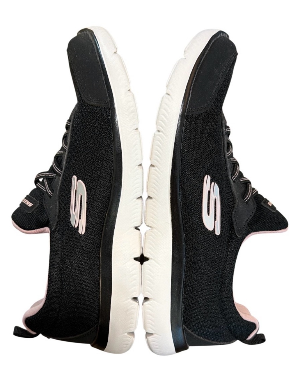 NWT-Skechers Black Sneakers with Pink Lining and White Sole